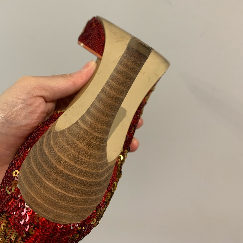 Nine West Red Sequin High Heel Pumps – Sparkly Party Heels – Size 5.5 - Picture 8 of 13